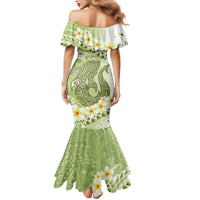 Green Hawaii Shark Tattoo Mermaid Dress Frangipani With Polynesian Pastel Version LT14 - Polynesian Pride