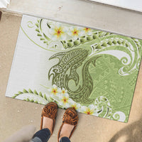 Green Hawaii Shark Tattoo Rubber Doormat Frangipani With Polynesian Pastel Version LT14 - Polynesian Pride