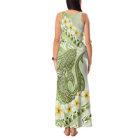 Green Hawaii Shark Tattoo Tank Maxi Dress Frangipani With Polynesian Pastel Version LT14 - Polynesian Pride