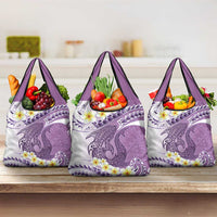 Purple Hawaii Shark Tattoo Grocery Bag Frangipani With Polynesian Pastel Version LT14 3-pack One Size Purple - Polynesian Pride