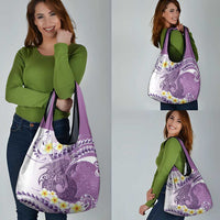 Purple Hawaii Shark Tattoo Grocery Bag Frangipani With Polynesian Pastel Version LT14 - Polynesian Pride