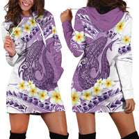 Purple Hawaii Shark Tattoo Hoodie Dress Frangipani With Polynesian Pastel Version LT14 - Polynesian Pride