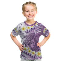Purple Hawaii Shark Tattoo Kid T Shirt Frangipani With Polynesian Pastel Version
