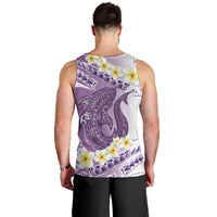 Purple Hawaii Shark Tattoo Men Tank Top Frangipani With Polynesian Pastel Version LT14 - Polynesian Pride