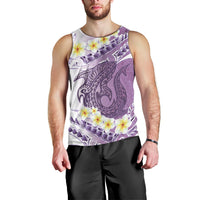 Purple Hawaii Shark Tattoo Men Tank Top Frangipani With Polynesian Pastel Version LT14 - Polynesian Pride