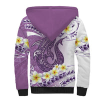 Purple Hawaii Shark Tattoo Sherpa Hoodie Frangipani With Polynesian Pastel Version LT14 - Polynesian Pride