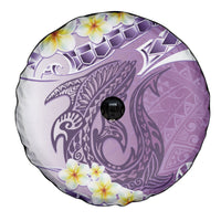 Purple Hawaii Shark Tattoo Spare Tire Cover Frangipani With Polynesian Pastel Version LT14 - Polynesian Pride