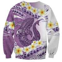 Purple Hawaii Shark Tattoo Sweatshirt Frangipani With Polynesian Pastel Version LT14 - Polynesian Pride