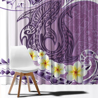 Purple Hawaii Shark Tattoo Window Curtain Frangipani With Polynesian Pastel Version LT14 - Polynesian Pride