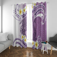 Purple Hawaii Shark Tattoo Window Curtain Frangipani With Polynesian Pastel Version LT14 With Grommets Purple - Polynesian Pride