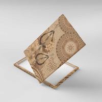 Brown Bula Fiji Canvas Wall Art Fijian Dance Fan Tapa Cloth Pattern