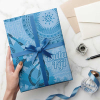 Blue Bula Fiji Wrapping Paper Fijian Dance Fan Tapa Cloth Pattern LT14 - Polynesian Pride
