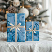 Blue Bula Fiji Wrapping Paper Fijian Dance Fan Tapa Cloth Pattern LT14 - Polynesian Pride