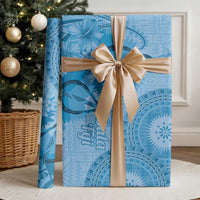 Blue Bula Fiji Wrapping Paper Fijian Dance Fan Tapa Cloth Pattern LT14 - Polynesian Pride