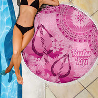 Pink Bula Fiji Beach Blanket Fijian Dance Fan Tapa Cloth Pattern
