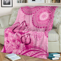 Pink Bula Fiji Blanket Fijian Dance Fan Tapa Cloth Pattern