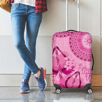 Pink Bula Fiji Luggage Cover Fijian Dance Fan Tapa Cloth Pattern