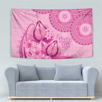 Pink Bula Fiji Tapestry Fijian Dance Fan Tapa Cloth Pattern