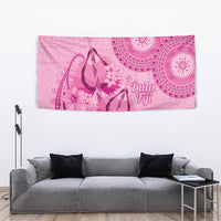 Pink Bula Fiji Tapestry Fijian Dance Fan Tapa Cloth Pattern