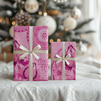 Pink Bula Fiji Wrapping Paper Fijian Dance Fan Tapa Cloth Pattern LT14 - Polynesian Pride