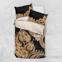 Black Bula Fiji Bedding Set Fijian Dance Fan Tapa Cloth Pattern