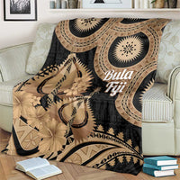 Black Bula Fiji Blanket Fijian Dance Fan Tapa Cloth Pattern