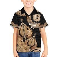 Black Bula Fiji Family Matching Puletasi and Hawaiian Shirt Fijian Dance Fan Tapa Cloth Pattern