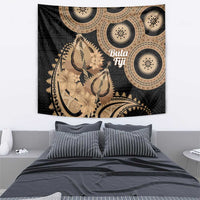 Black Bula Fiji Tapestry Fijian Dance Fan Tapa Cloth Pattern