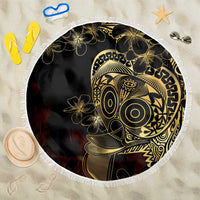 Frangipani Festival Rabaul Beach Blanket PNG Tribal Baining Mask Tattoo LT14 One Size 150cm Black - Polynesian Pride