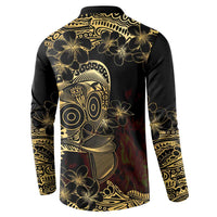 Frangipani Festival Rabaul Button Sweatshirt PNG Tribal Baining Mask Tattoo LT14 - Polynesian Pride