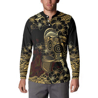 Frangipani Festival Rabaul Button Sweatshirt PNG Tribal Baining Mask Tattoo LT14 - Polynesian Pride