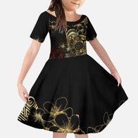 Frangipani Festival Rabaul Family Matching Long Sleeve Bodycon Dress and Hawaiian Shirt PNG Tribal Baining Mask Tattoo - Polynesian Pride