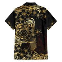 Frangipani Festival Rabaul Family Matching Off The Shoulder Long Sleeve Dress and Hawaiian Shirt PNG Tribal Baining Mask Tattoo - Polynesian Pride