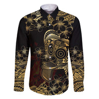 Frangipani Festival Rabaul Family Matching Off The Shoulder Long Sleeve Dress and Hawaiian Shirt PNG Tribal Baining Mask Tattoo - Polynesian Pride