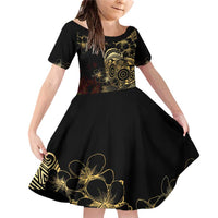 Frangipani Festival Rabaul Family Matching Off Shoulder Short Dress and Hawaiian Shirt PNG Tribal Baining Mask Tattoo - Polynesian Pride