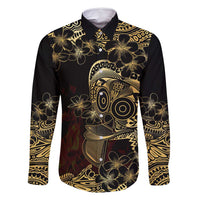 Frangipani Festival Rabaul Family Matching Off Shoulder Short Dress and Hawaiian Shirt PNG Tribal Baining Mask Tattoo - Polynesian Pride