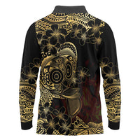 Frangipani Festival Rabaul Long Sleeve Polo Shirt PNG Tribal Baining Mask Tattoo - Polynesian Pride