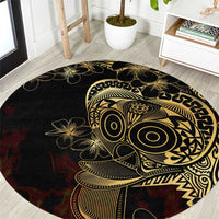 Frangipani Festival Rabaul Round Carpet PNG Tribal Baining Mask Tattoo - Polynesian Pride