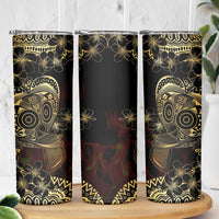 Frangipani Festival Rabaul Skinny Tumbler PNG Tribal Baining Mask Tattoo - Polynesian Pride