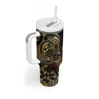 Frangipani Festival Rabaul Tumbler With Handle PNG Tribal Baining Mask Tattoo - Polynesian Pride
