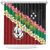 Frangipani Festival Rabaul East New Britain Shower Curtain Dukduk Dance With Plumeria - Polynesian Pride