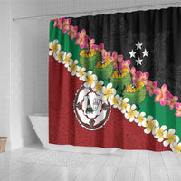 Frangipani Festival Rabaul East New Britain Shower Curtain Dukduk Dance With Plumeria - Polynesian Pride