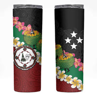 Frangipani Festival Rabaul East New Britain Skinny Tumbler Dukduk Dance With Plumeria - Polynesian Pride