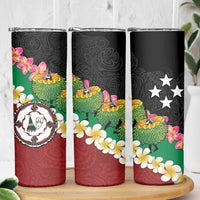 Frangipani Festival Rabaul East New Britain Skinny Tumbler Dukduk Dance With Plumeria - Polynesian Pride