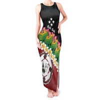 Frangipani Festival Rabaul East New Britain Tank Maxi Dress Dukduk Dance With Plumeria - Polynesian Pride