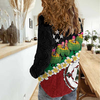 Frangipani Festival Rabaul East New Britain Women Casual Shirt Dukduk Dance With Plumeria - Polynesian Pride