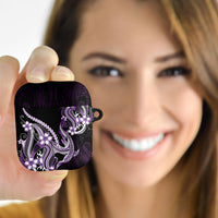 Purple Black Aloha Hawaii AirPods Case Polynesian Shark Tattoo Plumeria