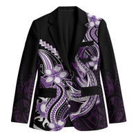 Purple Black Aloha Hawaii Blazer Polynesian Shark Tattoo Plumeria