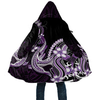 Purple Black Aloha Hawaii Cloak Polynesian Shark Tattoo Plumeria