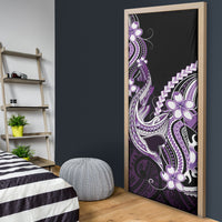 Purple Black Aloha Hawaii Door Cover Polynesian Shark Tattoo Plumeria